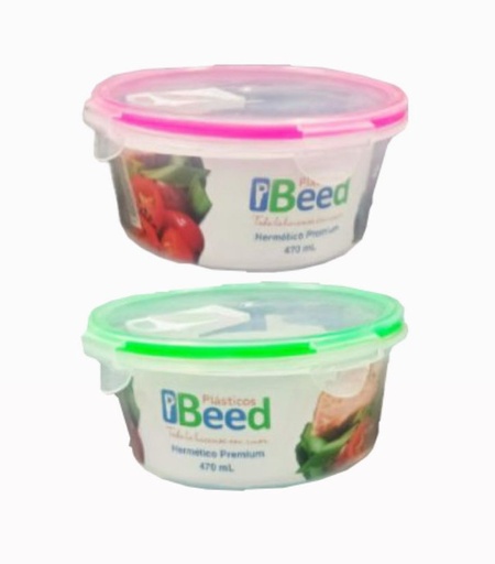 [H071] Coca hermetica redonda mediana transparentre 470ml beed