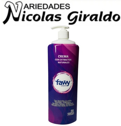 [PDC047] Crema corporal fawy morada (blanca)x750ml