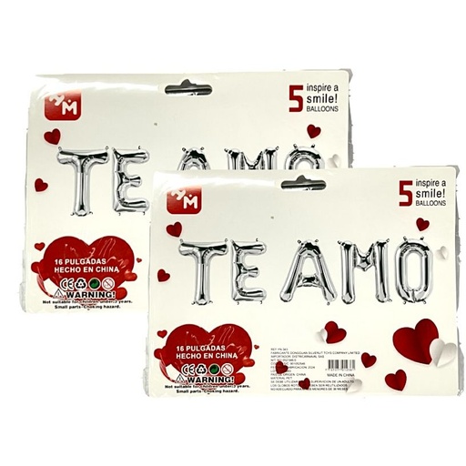 [YN-343] Globo inflable te amo plateado letra