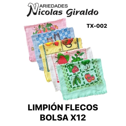 [TX-002] Limpion flecos bolsa x12