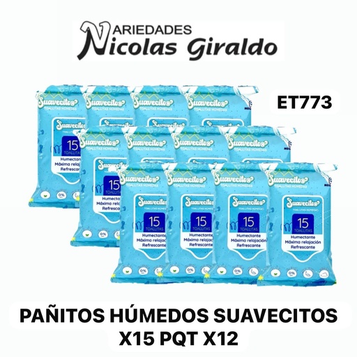 [ET773] Pañitos humedo suavecitos X15 PQT X12 (UND $900)