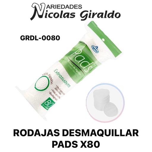 [GRDL-0080] Rodajas desmaquillar pads x80