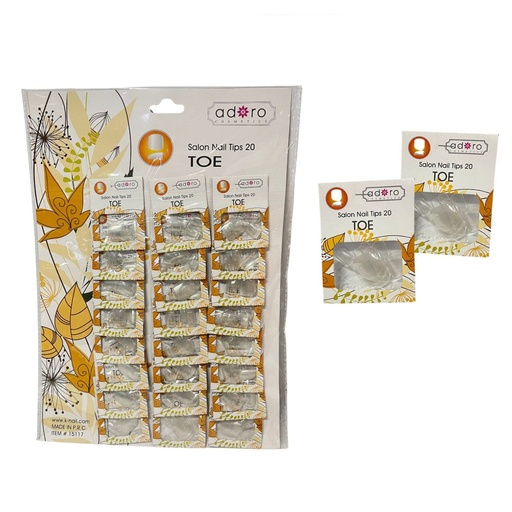 [15117-T] Uñas adoro pies TOE transparente Carton x24 naranja