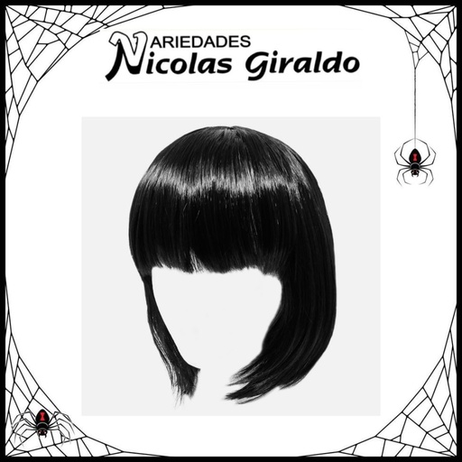 [DK210-NEGR] @Peluca halloween corta negra