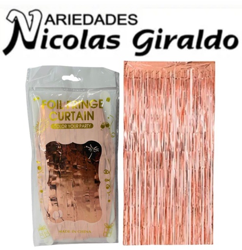 [1363-5] Cortina fiesta brillante 2x1 palo rosada