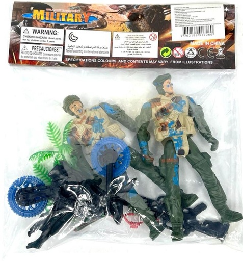 [R3686] Muñeco soldado x2 con moto