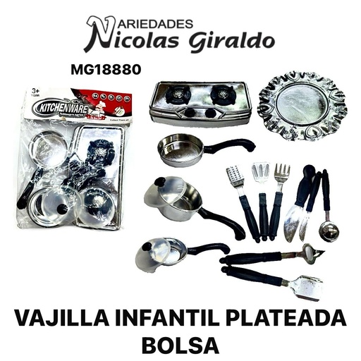 [MG18880] Vajilla infantil plateada bolsa