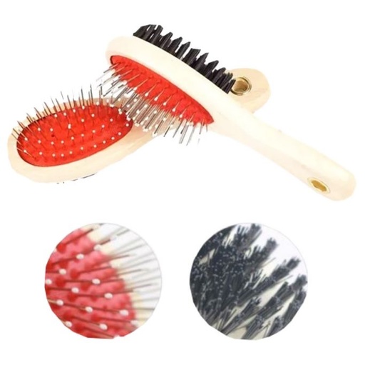 [PR85] Cepillo mascota madera doble mediano