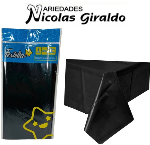 [2D-6828] Mantel fiesta brillante negro 