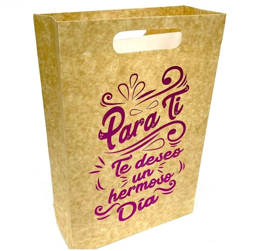 [UN0457] Bolsa regalo cariñito kraft estamp mediana