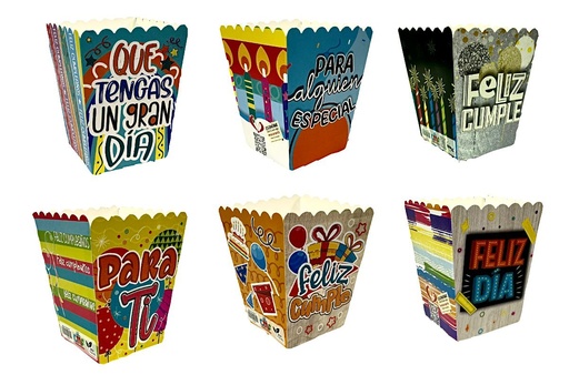 [12247*] Caja ancheta crispetera Pequeña x12 toda ocasion