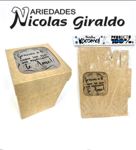 [UN0709] Caja kraf acetato mensaje pequeña cariñito