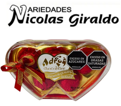 [E35-CH] Chocolate adro corazon X5 doble
