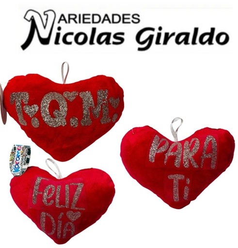 [100244] Cojin corazon pequeño mirellado cariñitos