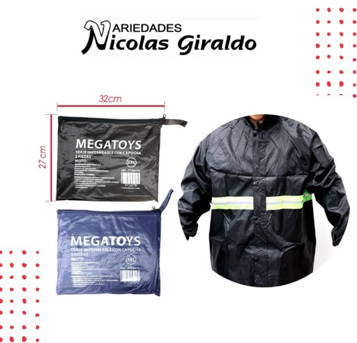 [PT26979] Traje impermeable fino con capucha 3XL 