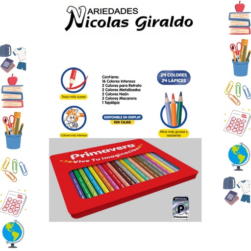 [P3991] Color primavera caja metalica x24 