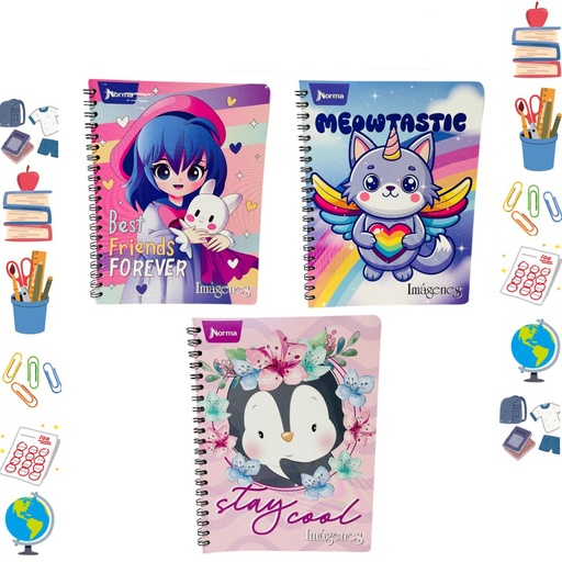[559185] Cuaderno norma argollado grande economico cuadro femenino