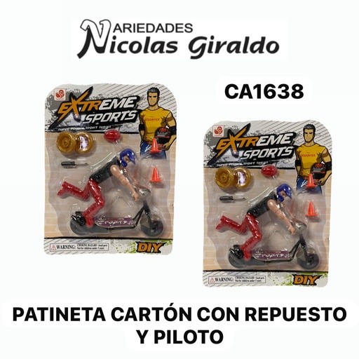 [CA1638] Patineta carton con repuestos y piloto
