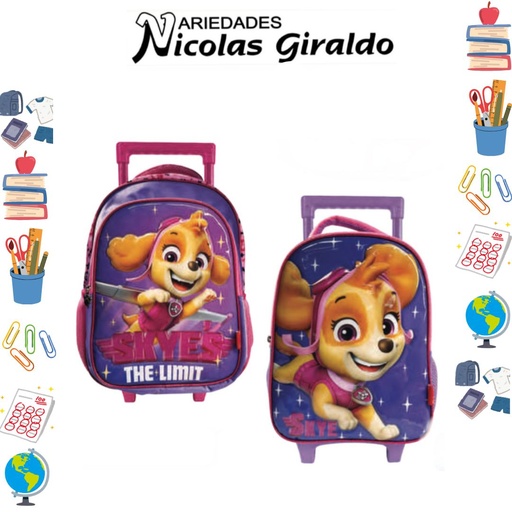 [624-029-2268] Morral prim. grande ruedas princesa pow patrol niña