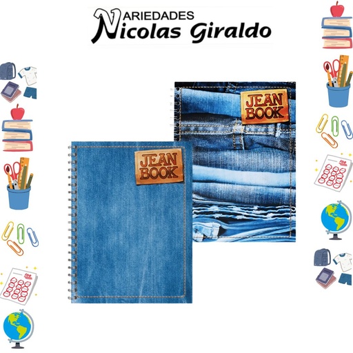 [568301] Cuaderno norma argollado grande dura book jean book raya