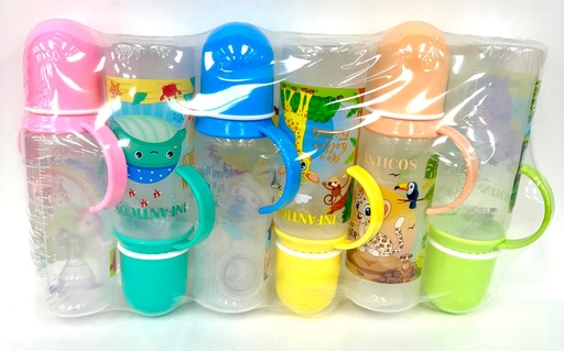 [1023] Tetero asa grande 8oz infantico pastel paquete x6 