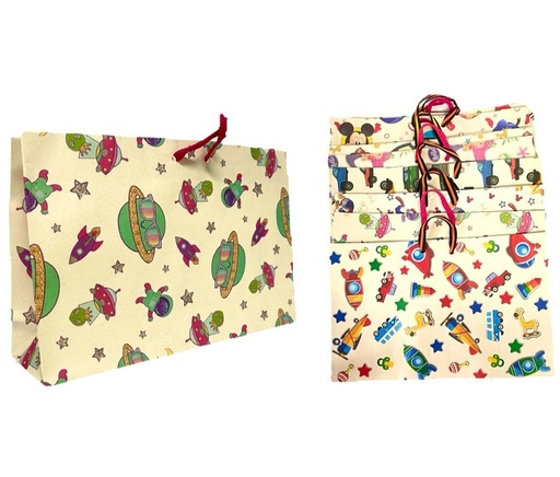 [104010] @Bolsa regalo horizontal estampada mediana pqt x12