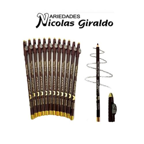 [347164] Lapiz ojos mariposa cafe medium bolsa X12 