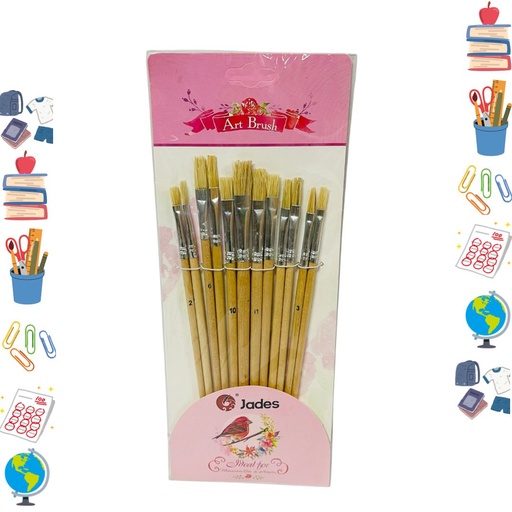 [24161-2] Pincel madera x12 plano pequeño