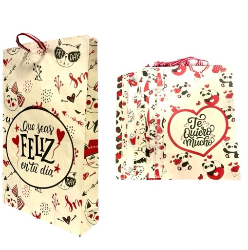 [104080] @Bolsa regalo ecologica estampada grande pqt x12