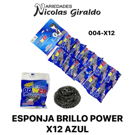 [004-X12] Esponja brillo power x12 azul 