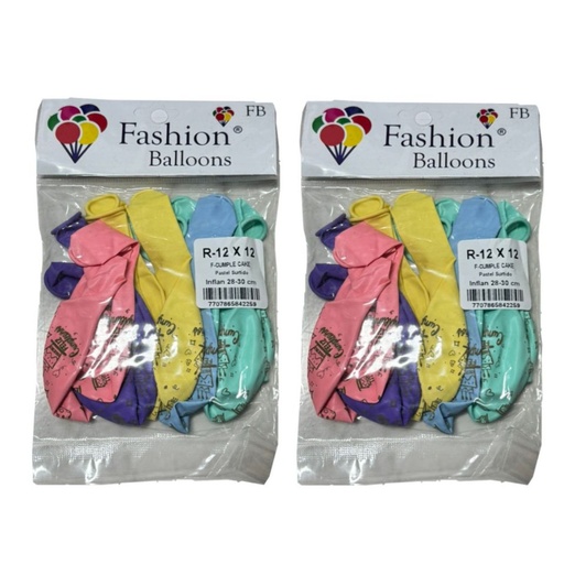 [842259] Bomba fashion ballons estampada feliz cumpleaños r12x12 pastel 