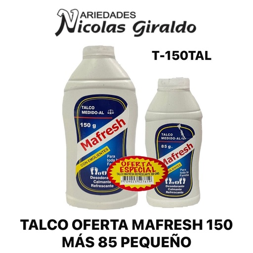 [T-150] Talco oferta mafresh 150 mas 85 pequeño