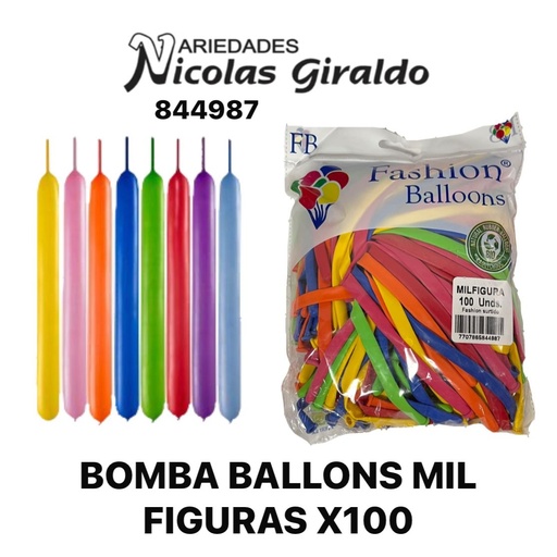 [844987] Bomba ballons mil figuras x100