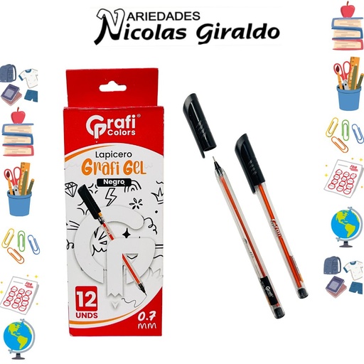 [GR101] Lapicero tapa 0.7 negro x12 graficolors