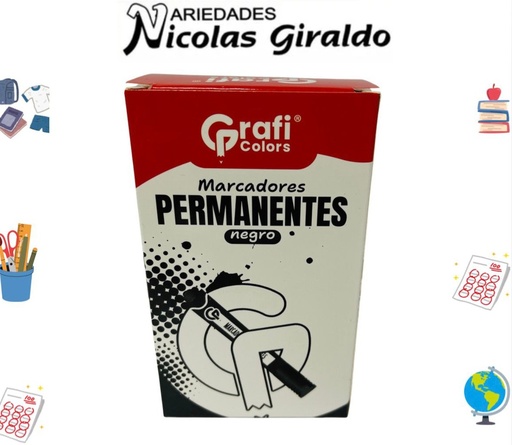 [GR213] Marcador permanente negro graficolors caja x12 