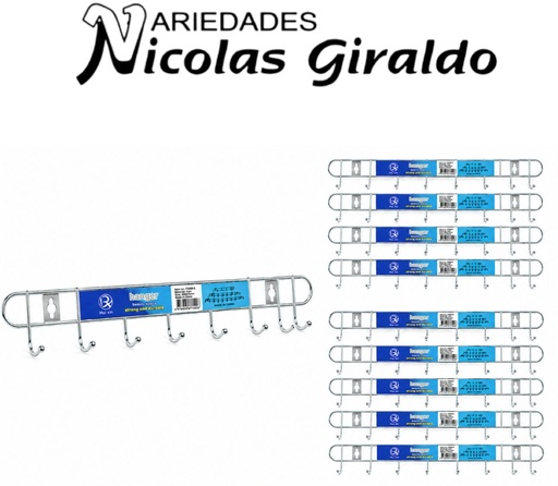 [PT25192] Perchero metal plata x8 paquete x10