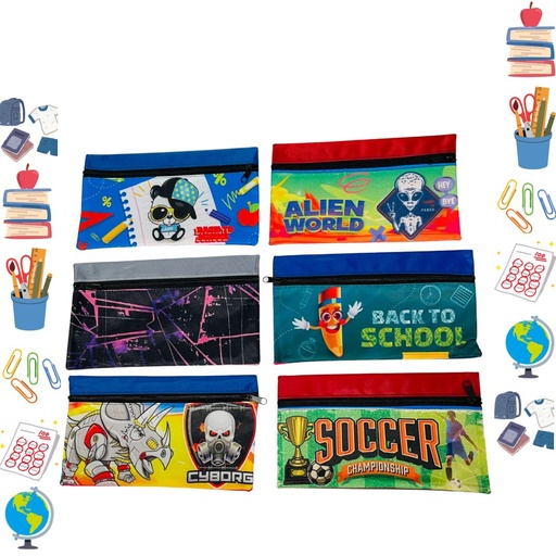 [FUT-002] Cartuchera estampada futuro 1 cierre paquete x6