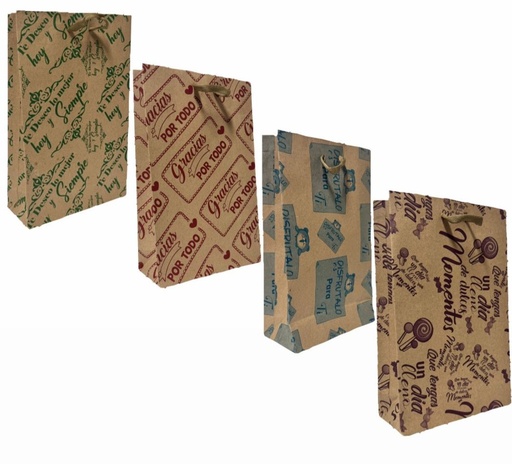 [201080] @Bolsa regalo kraft mensaje grande pqt x12