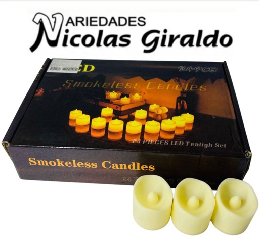 [PT18606] Vela pila mini blanca  luz calida X24 