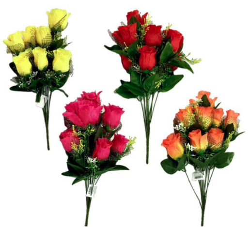 [PT17219] Flor ramo x12 surtida en colores velo dorado