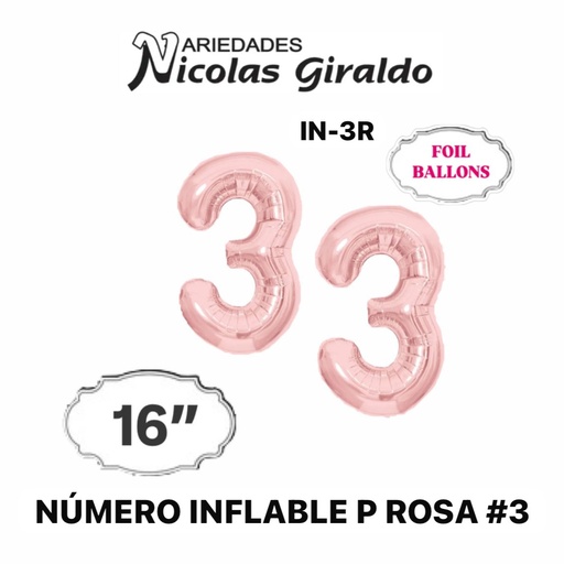 [1404P] @Numero inflable p rosa #3