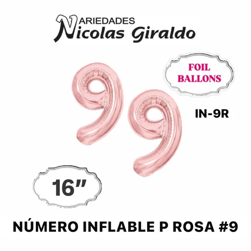 [1404P] @Numero inflable p rosa #9
