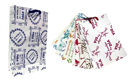 [201040] @Bolsa regalo mensaje blanca Mediana pqt x12 