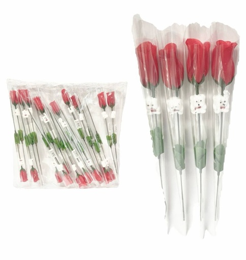 [25BRUNA25-02] Flor acetato pequeña con oso paq x24