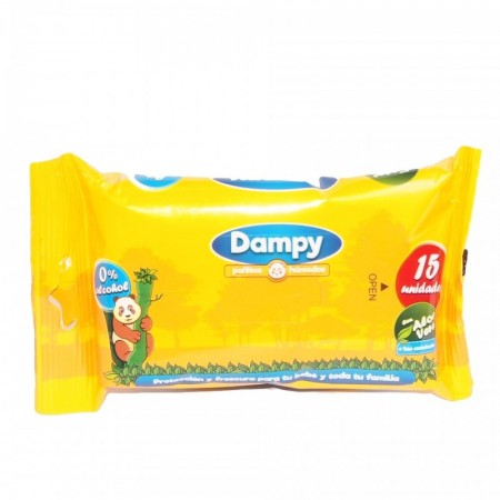 [003P] Pañitos humedo dampy x15 amarillo paquete x12 uni