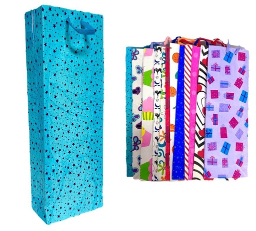 [201010] @Bolsa regalo corrugada estampada Botellera pqt x12