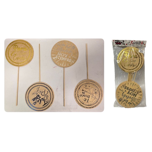 [111050] Pin piropos cariñitos redondo metalizado pqt x12