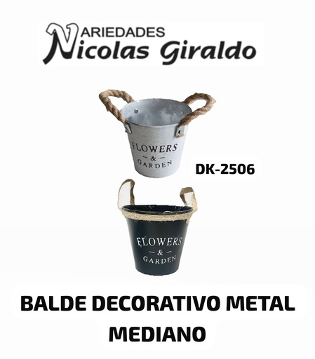 [DK-2506] @Balde decorativo metal mediano 