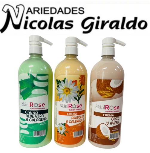 [ROSEX1000] Crema corporal skin rose x1000 ml con dispensador 