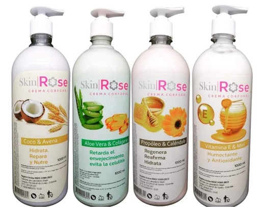 [ROSEX1000] Crema corporal skin rose x1000 ml con dispensador 